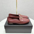CHANEL LOAFER 25S IN DARK RED LAMBSKIN WITH GOLD HARDWARE