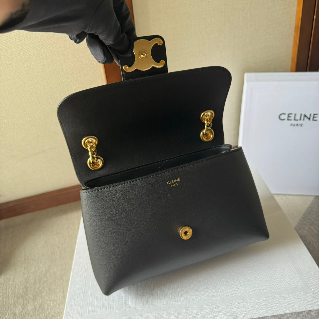 CELINE MEDIUM  VICTOIRE BAG 23 IN BLACK CALFSKIN