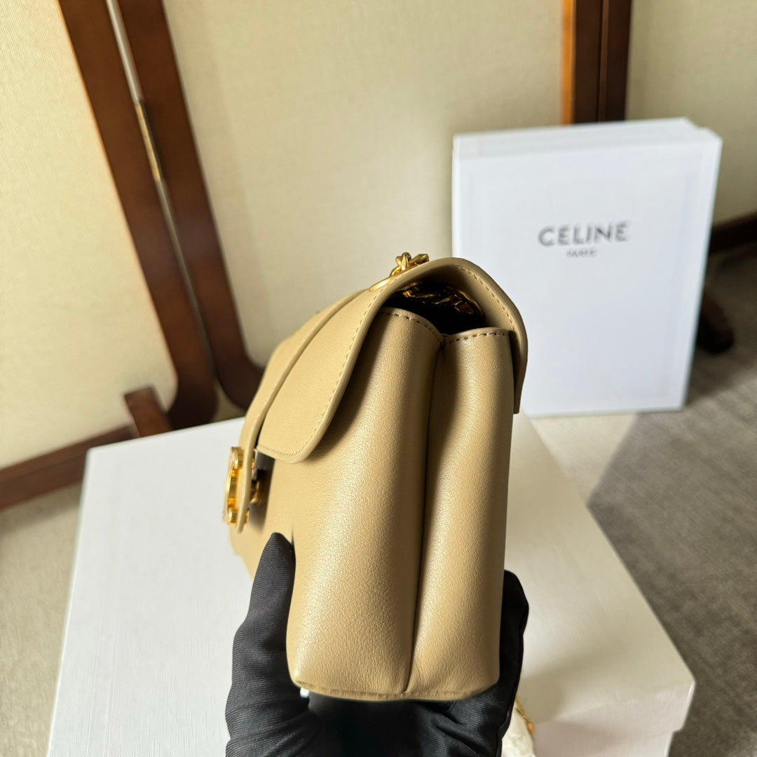CELINE MEDIUM  VICTOIRE BAG 23 IN CAMEL GOLD CALFSKIN