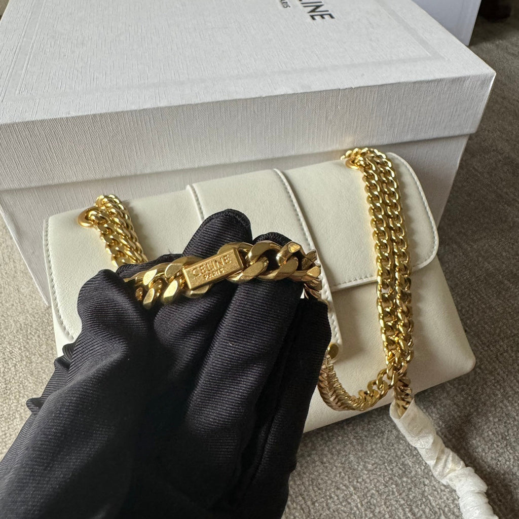CELINE MEDIUM  VICTOIRE BAG 23 IN SOFT YELLOW CALFSKIN