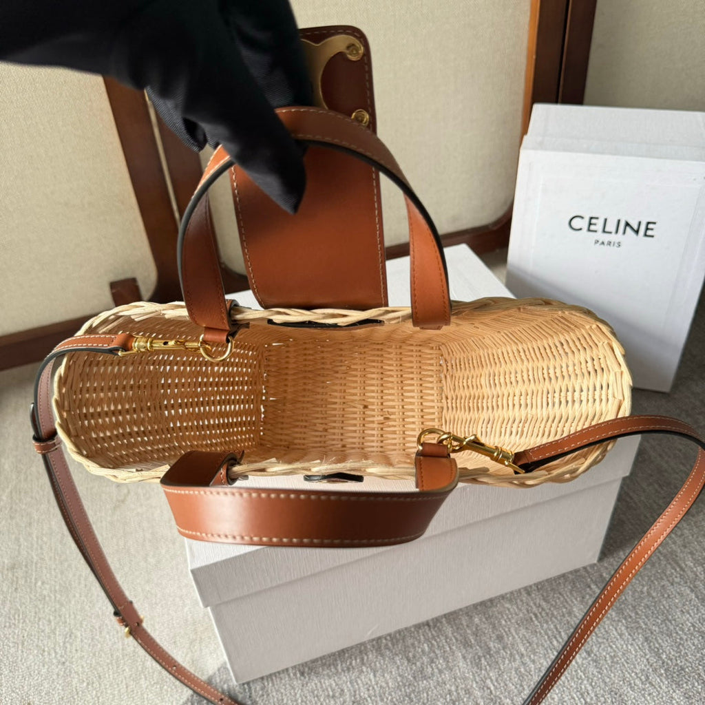 CELINE TEEN COUFFIN 32 IN BEIGE WINKER AND BROWN CALFSKIN TRIM