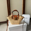 CELINE TEEN COUFFIN 32 IN BEIGE WINKER AND BROWN CALFSKIN TRIM
