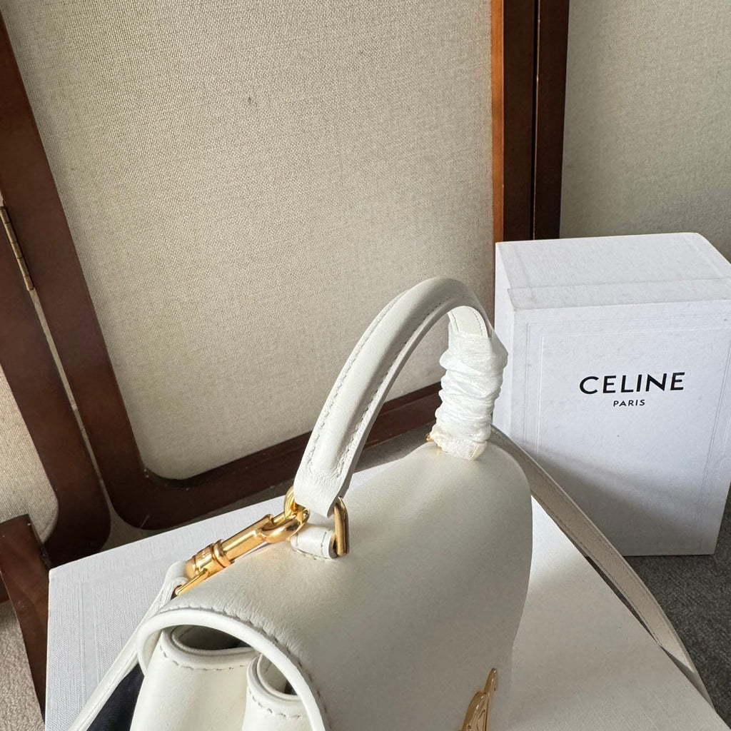 CELINE TEEN NINO BAG 20 IN WHITE SOFT CALFSKIN GOLD HARDWARE
