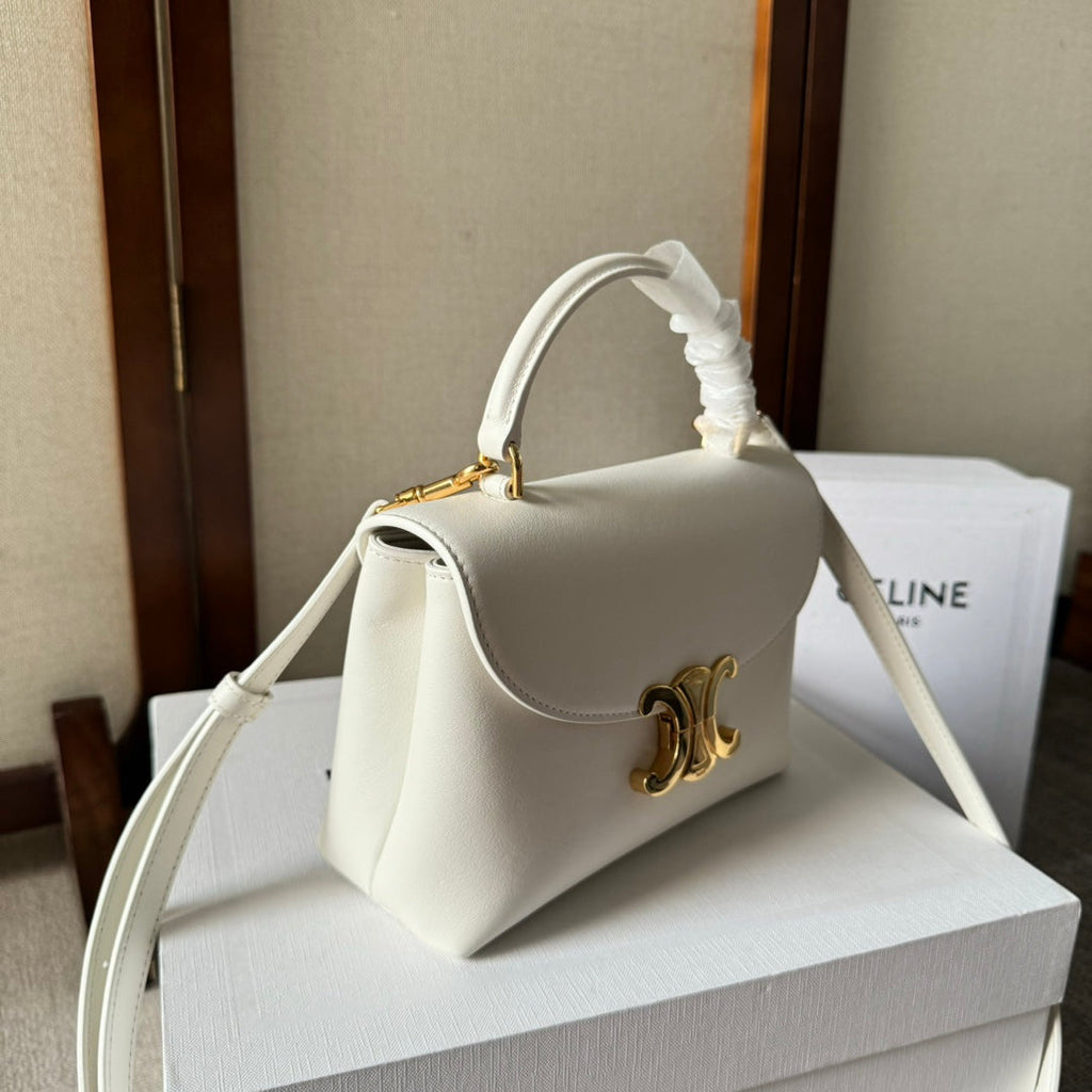 CELINE TEEN NINO BAG 20 IN WHITE SOFT CALFSKIN GOLD HARDWARE