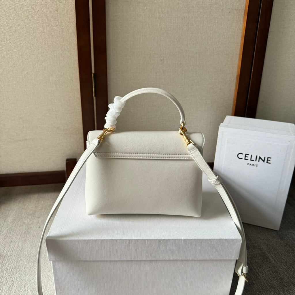 CELINE TEEN NINO BAG 20 IN WHITE SOFT CALFSKIN GOLD HARDWARE