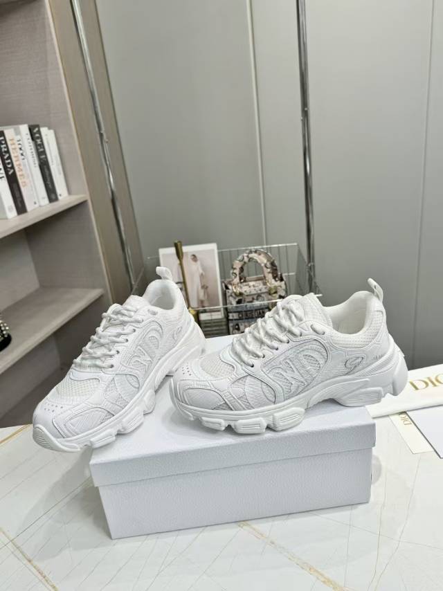 DIOR CD CHORONO SNEAKER IN WHITE MESH