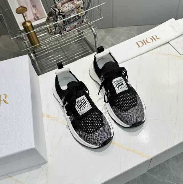 DIOR CD RUN SNEAKER 25S IN BLACK MESH FABRIC TWO-TONE SOLE