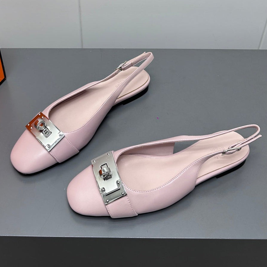 HERMES INNOCENTE SLINGBACK IN LIGHT PINK CALFSKIN