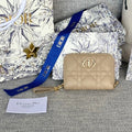 DIOR CARO SCARLET WALLET 11 IN BEIGE MACROCANNAGE CALFSKIN