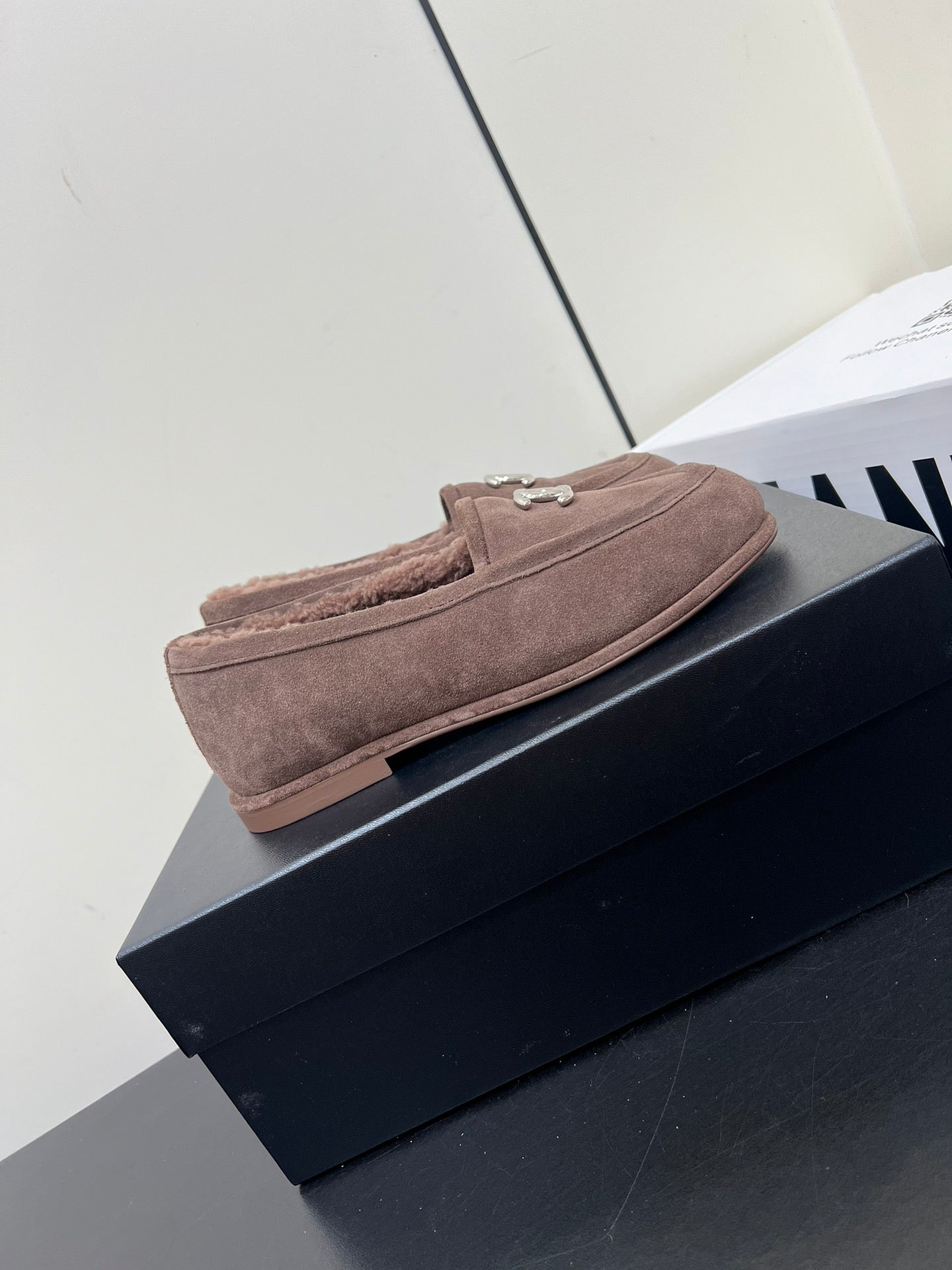 CHANEL LOAFER IN PENNY BROWN SUEDE AND SOLF FLEECE LINING