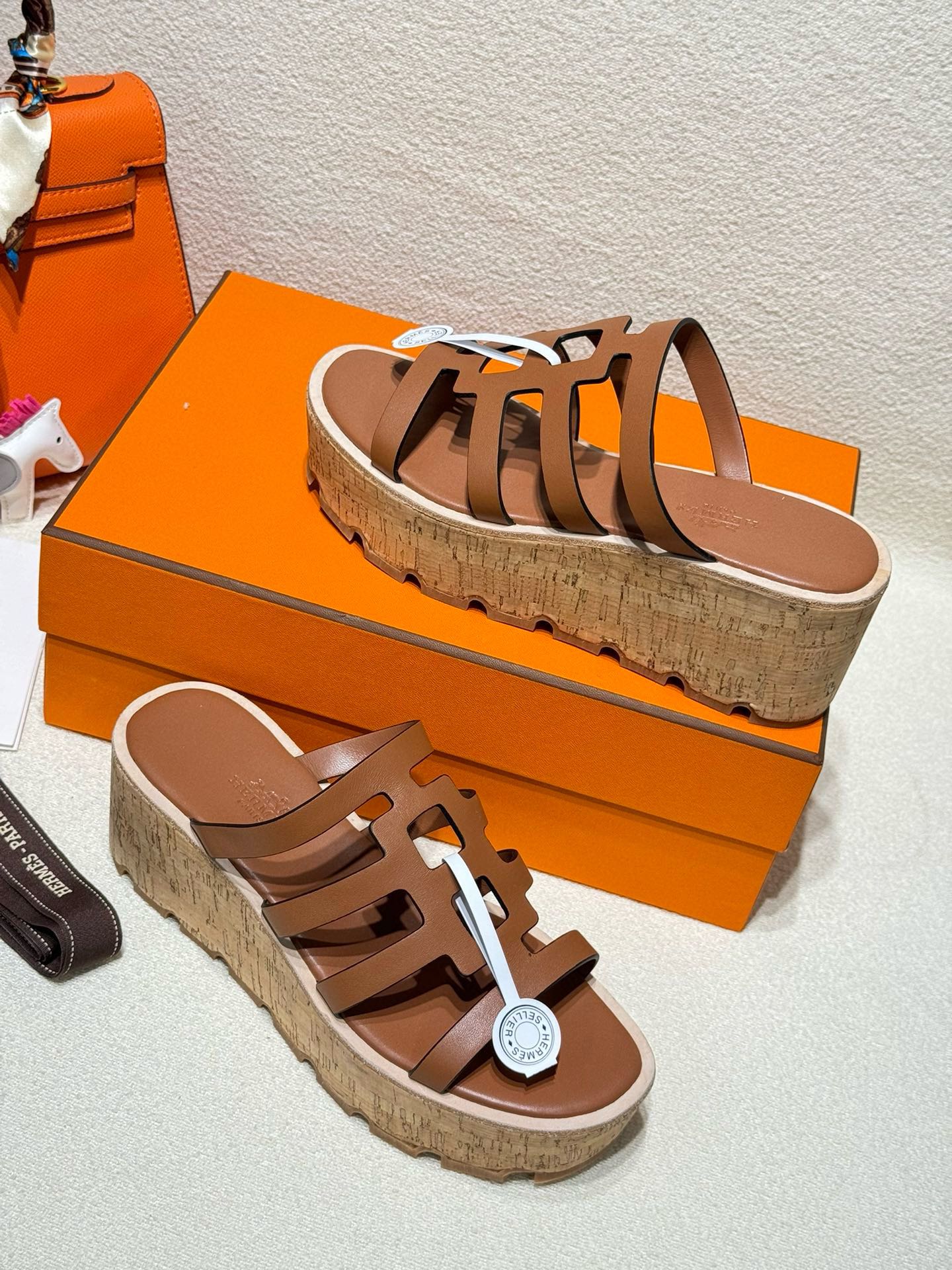HERMES ISABELLA SANDAL CARAMEL CALFSKIN