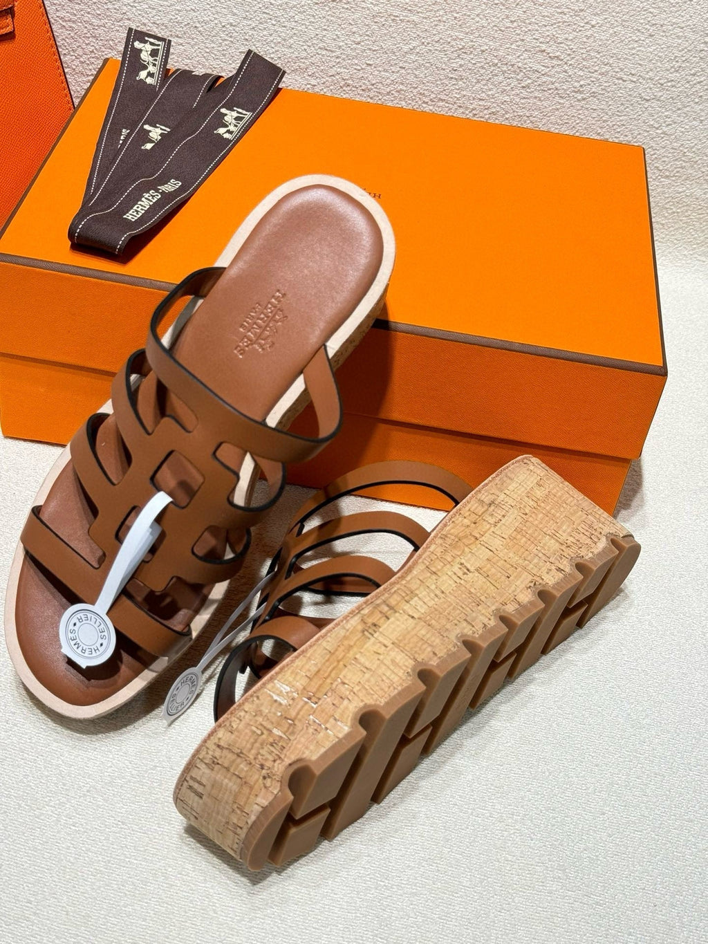 HERMES ISABELLA SANDAL CARAMEL CALFSKIN
