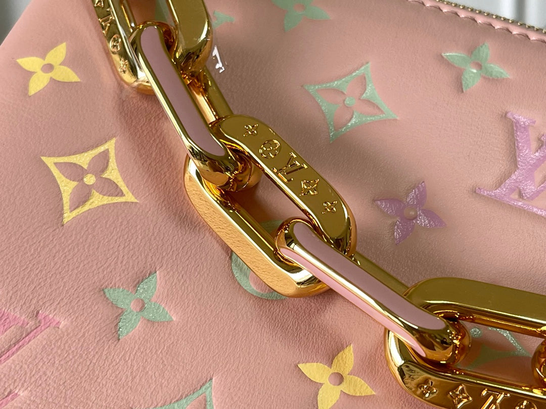 LOUIS VUITTON COUSSIN PM 26 IN JASMINE PINK MONOGRAM EMBOSSED LAMBSKIN