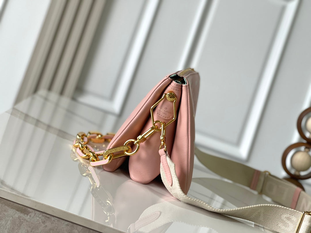 LOUIS VUITTON COUSSIN PM 26 IN JASMINE PINK MONOGRAM EMBOSSED LAMBSKIN