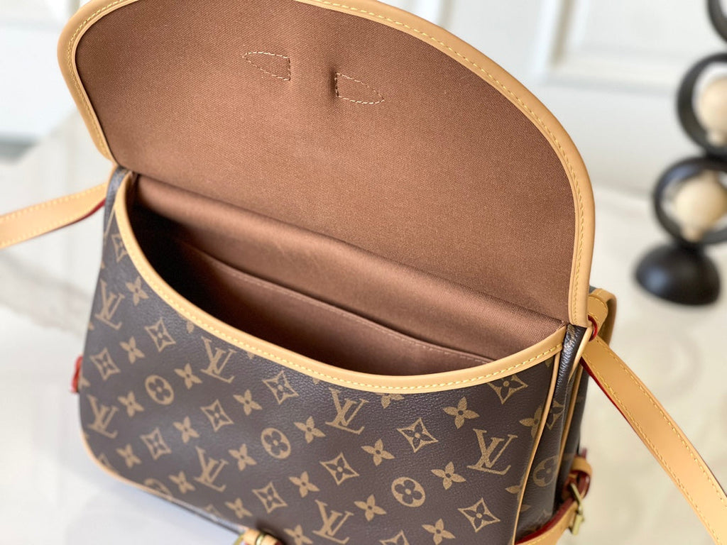 LOUIS VUITTON SAUMUR BB 28 IN BROWN MONOGRAM CANVAS AND LEATHER TRIM GOLD HARDWARE