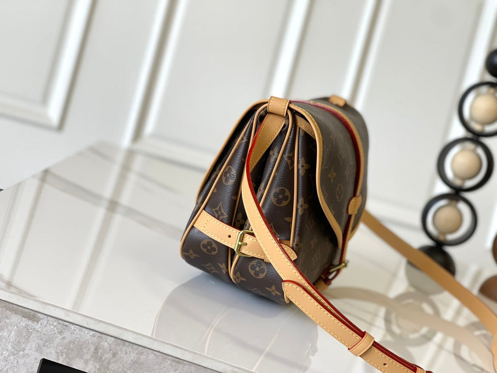 LOUIS VUITTON SAUMUR BB 35 IN BROWN MONOGRAM CANVAS AND LEATHER TRIM GOLD HARDWARE