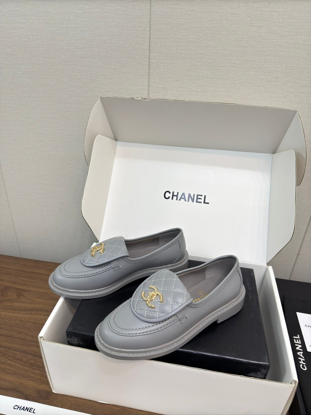 CHANEL MOASIN 2.5 CM IN ASH GRAY PREMIUM LAMBSKIN