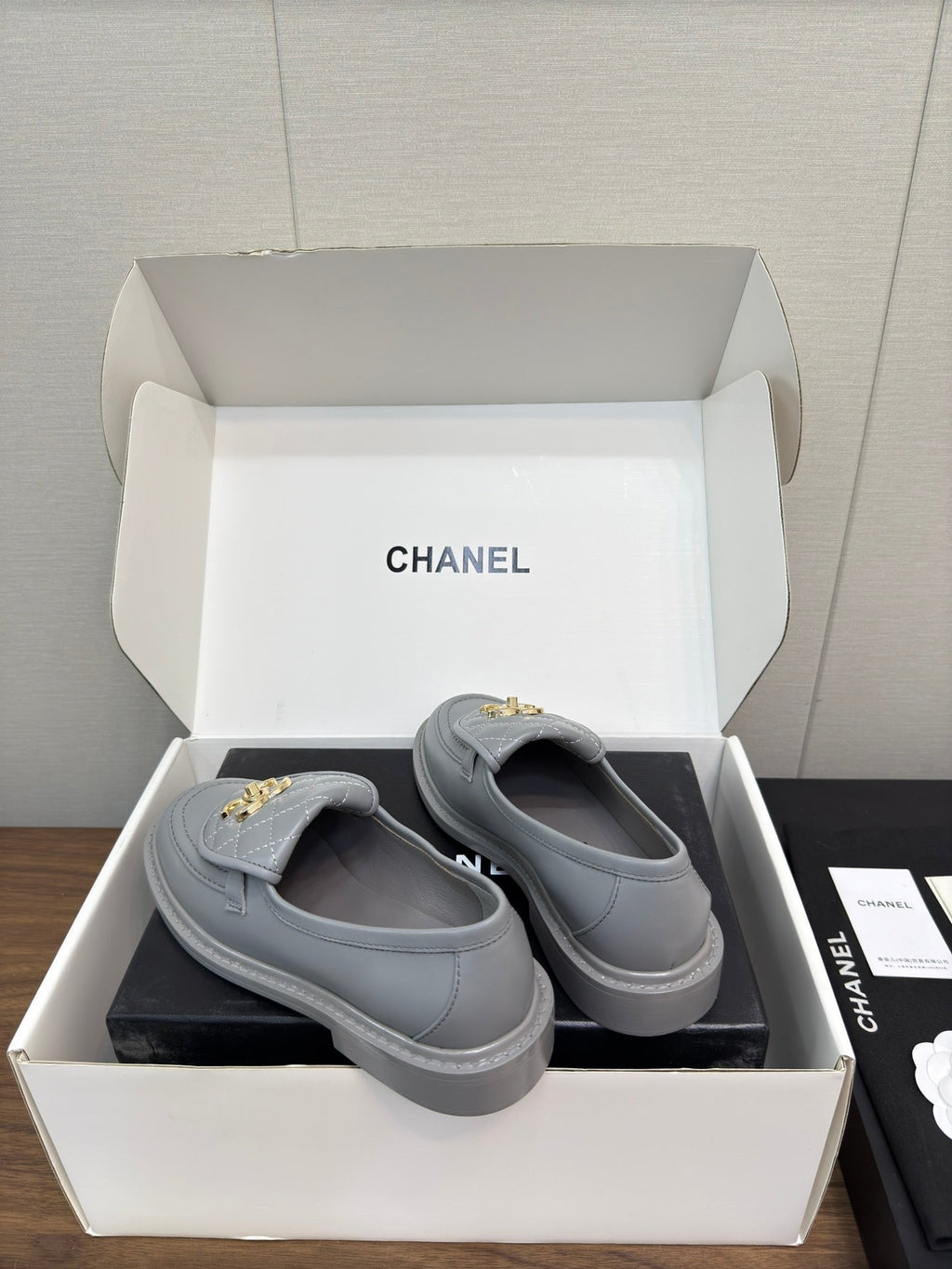 CHANEL MOASIN 2.5 CM IN ASH GRAY PREMIUM LAMBSKIN