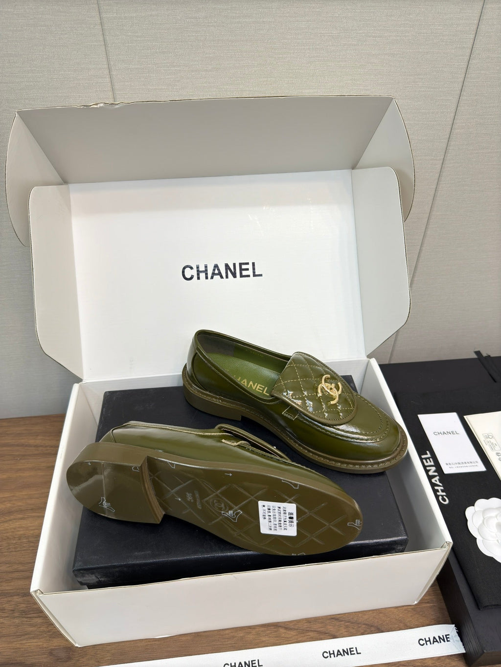 CHANEL MOASIN 2.5 CM IN ARMY GREEN PREMIUM LAMBSKIN