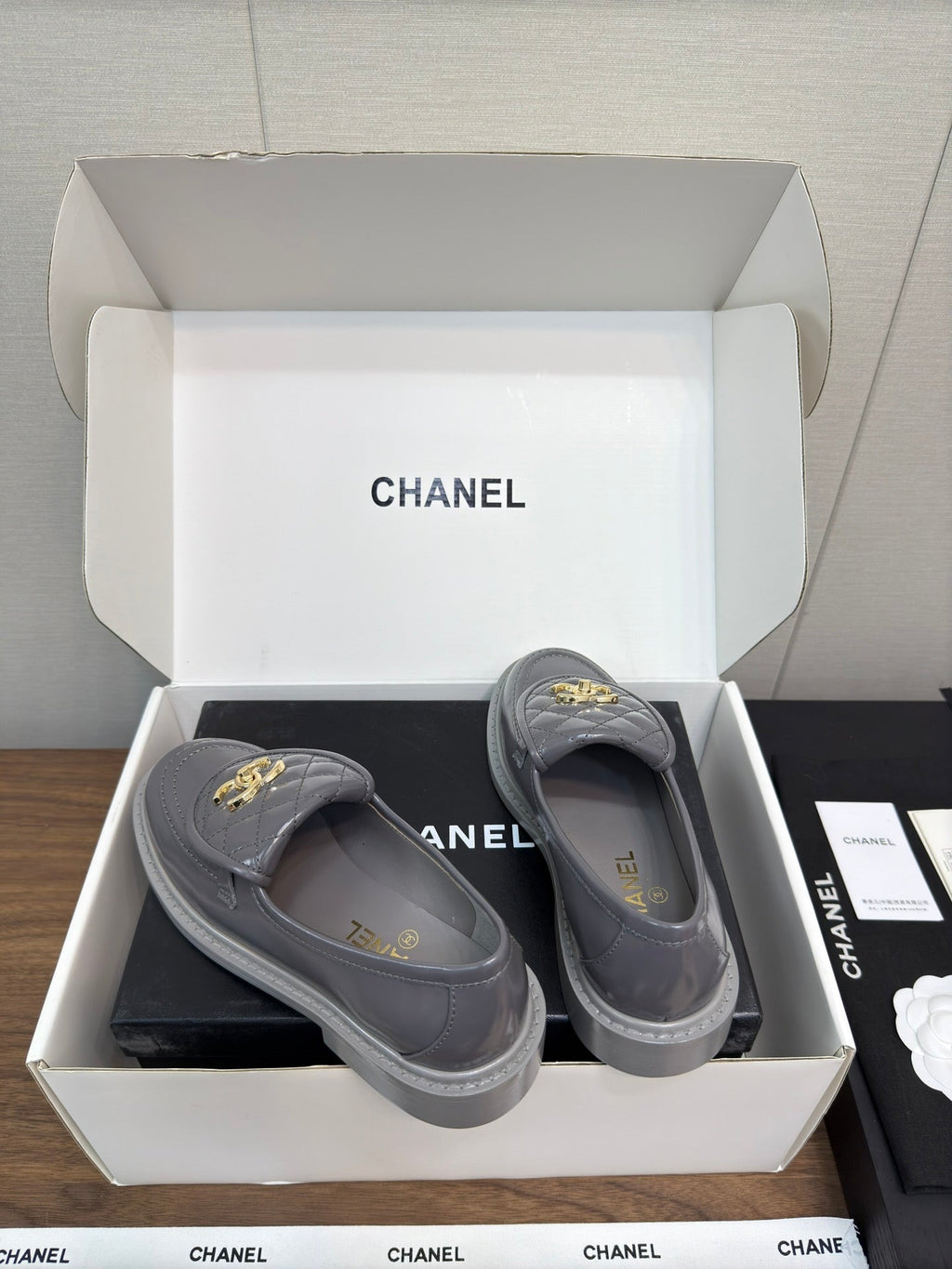CHANEL MOASIN 2.5 CM IN MOUSE GRAY PREMIUM LAMBSKIN