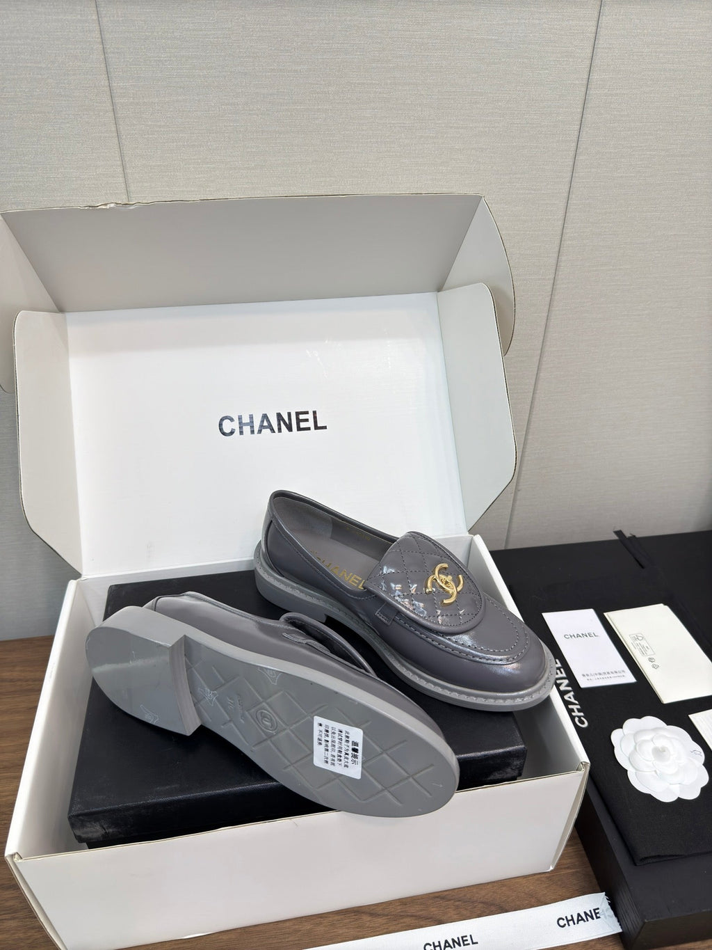 CHANEL MOASIN 2.5 CM IN MOUSE GRAY PREMIUM LAMBSKIN