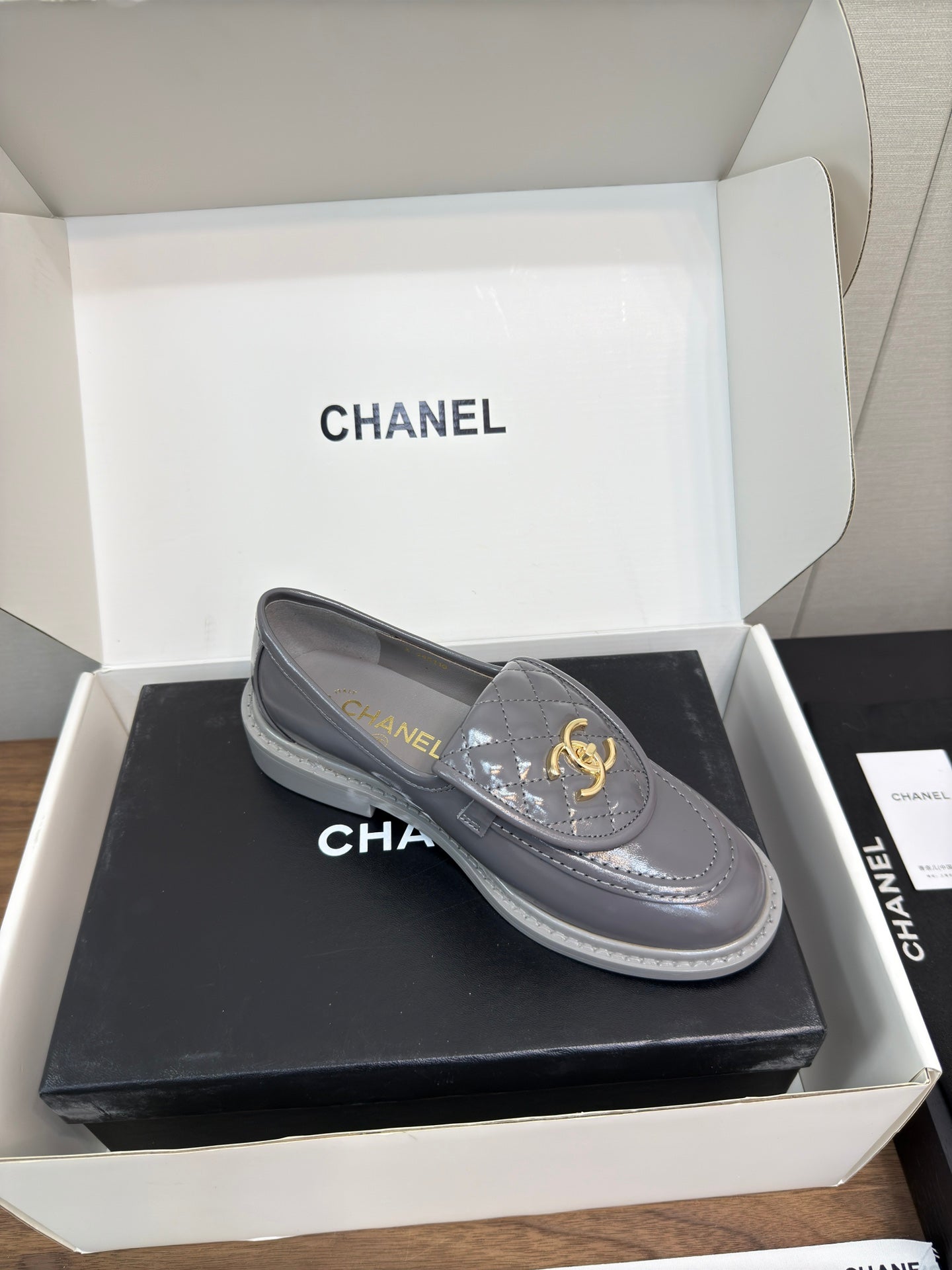 CHANEL MOASIN 2.5 CM IN MOUSE GRAY PREMIUM LAMBSKIN