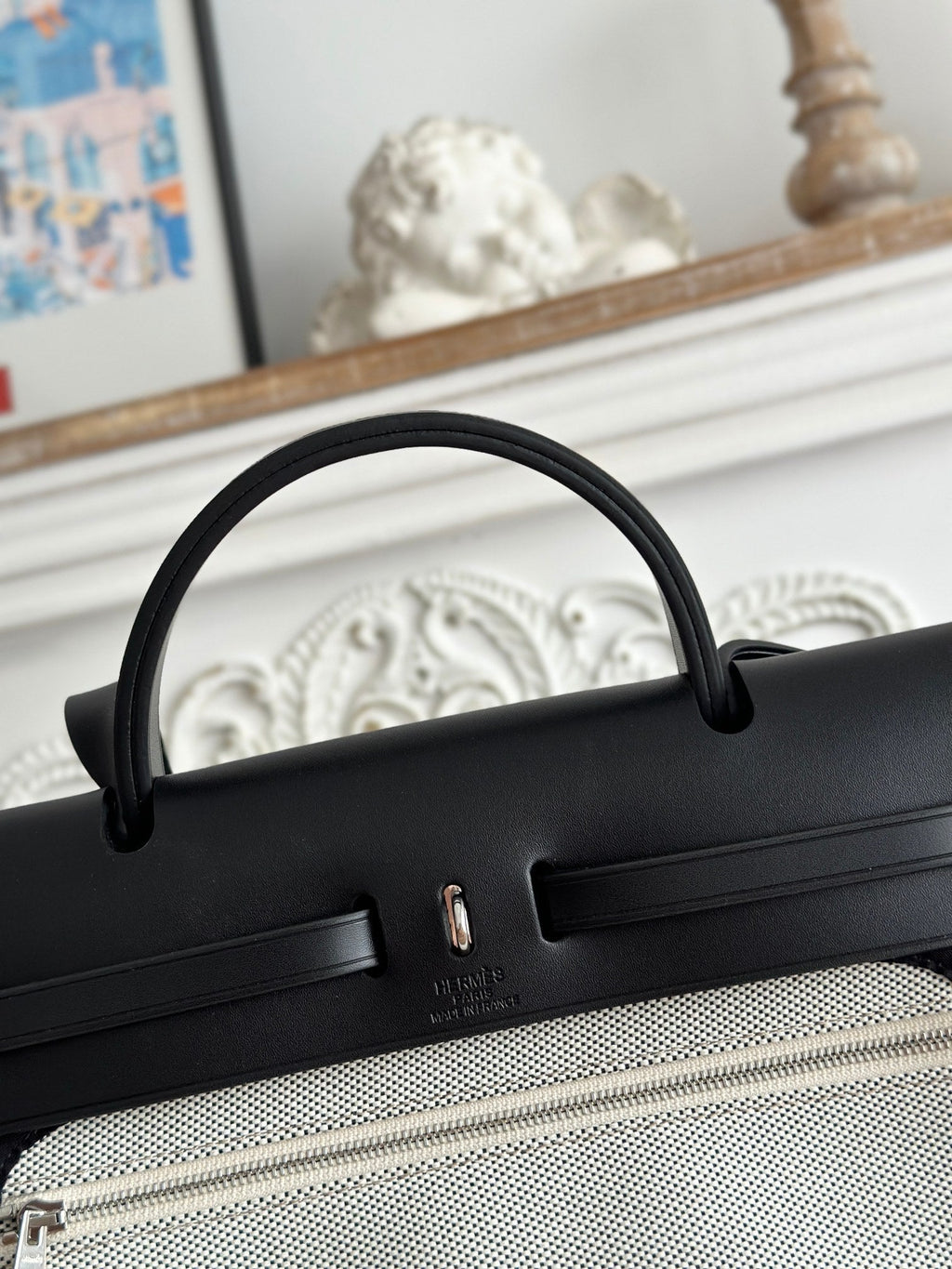 HERMES ZIP CABINE 31 BAG IN BLACK CALFSKIN