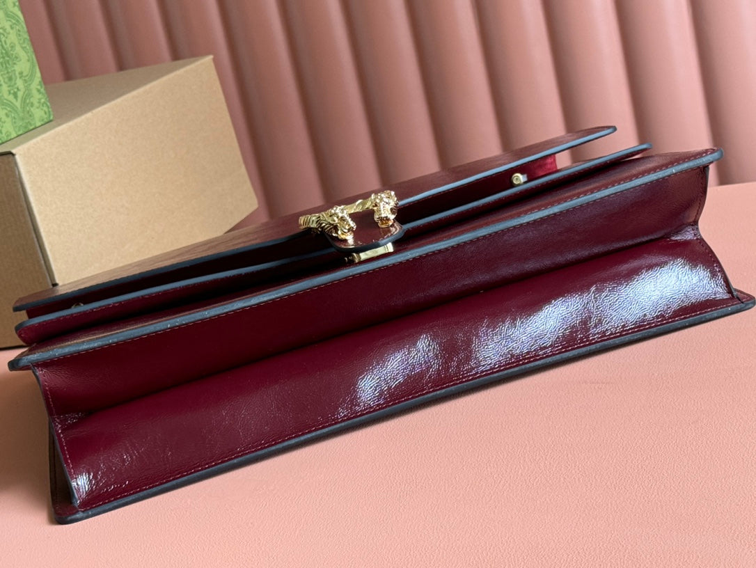 GUCCI DIONYSUS LAGRE SHOULDER BAG 42 IN ROSSO ANCORA RED  GLOSSY LAMBSKIN
