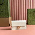 GUCCI INTERLOCKING WOC 20 IN WHITE GRAINY CALFSKIN GOLD HARDWARE