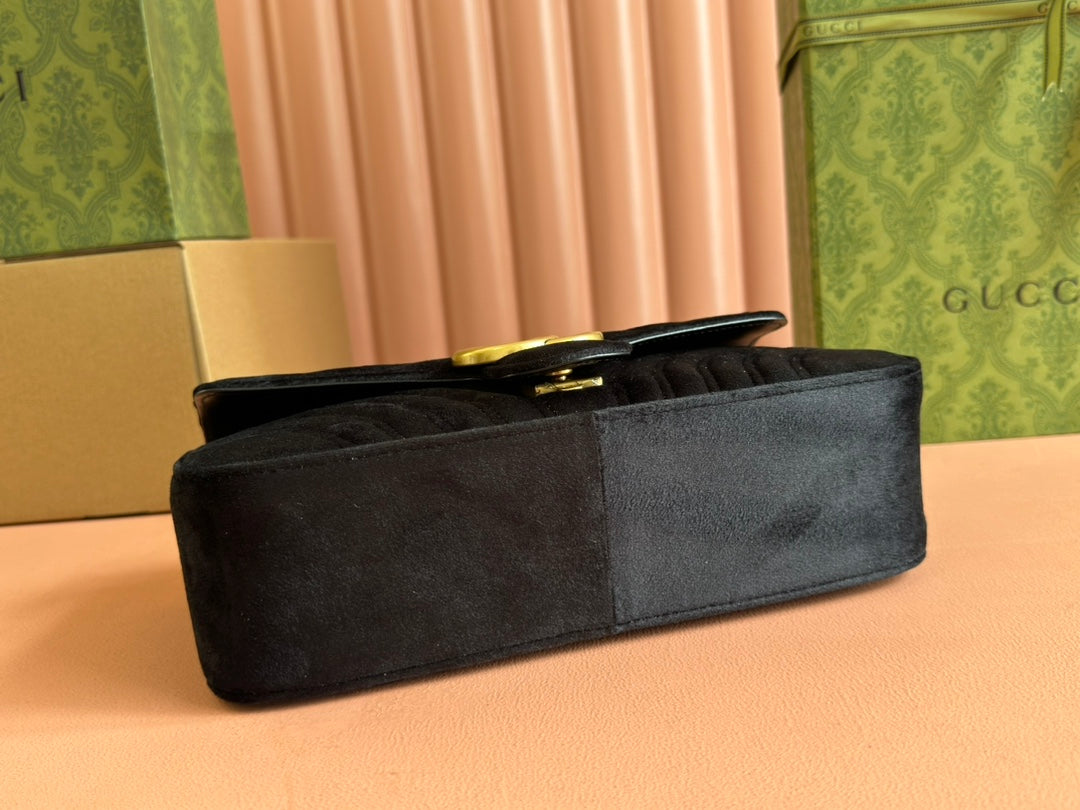 GUCCI 26S  MARMONT MATELASSE 26 IN BLACK VELVET