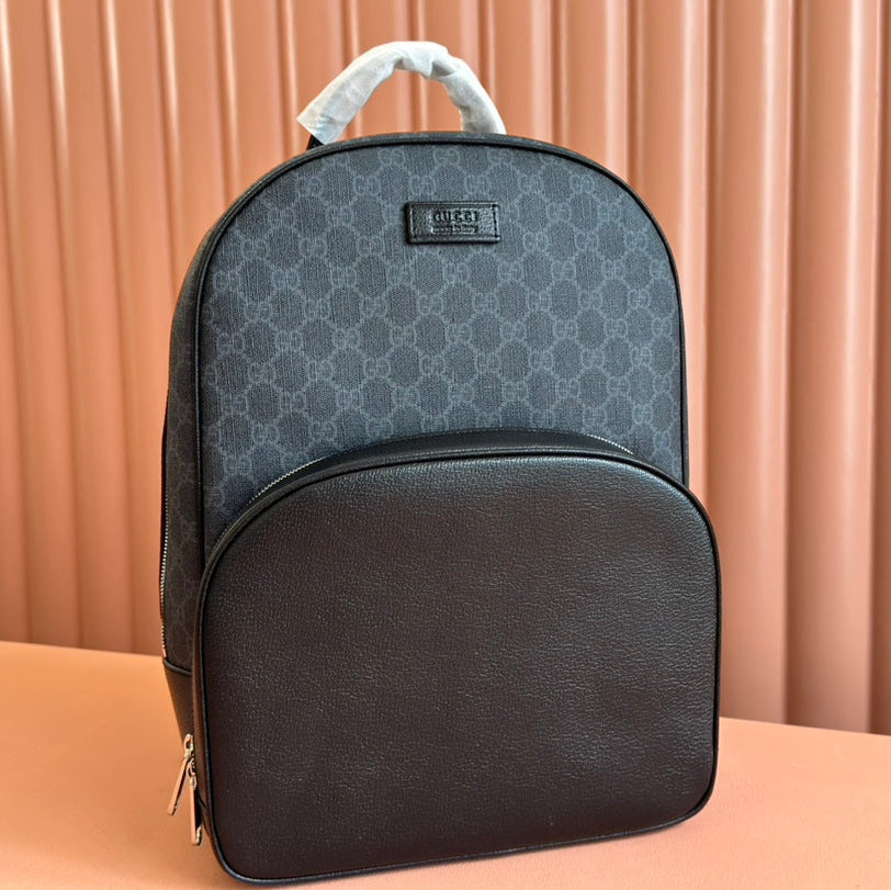 GUCCI MEDIUM  BACKPACK 40 IN DARK GREY AND BLACK CALFSKIN