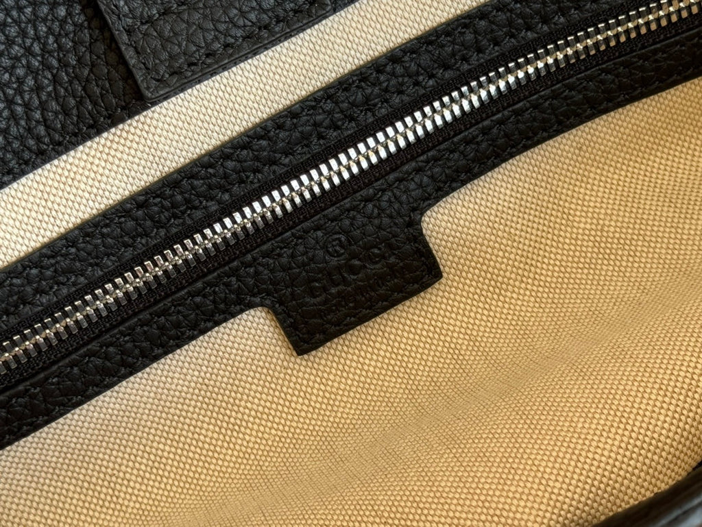 GUCCI SUPER MEDIUM TOTE BAG 42 IN BLACK EMBOSSED CALFSKIN GOLD HARDWARE
