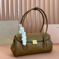BEAU TOP HANDLE BAG 28 IN CHOCOLATE BROWN GLOSSY CALFSKIN GOLD HARDWARE