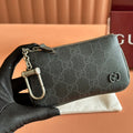 GUCCI BI-COLOUR ZIP KEY CASE 12 IN DARK GREY CALFSKIN