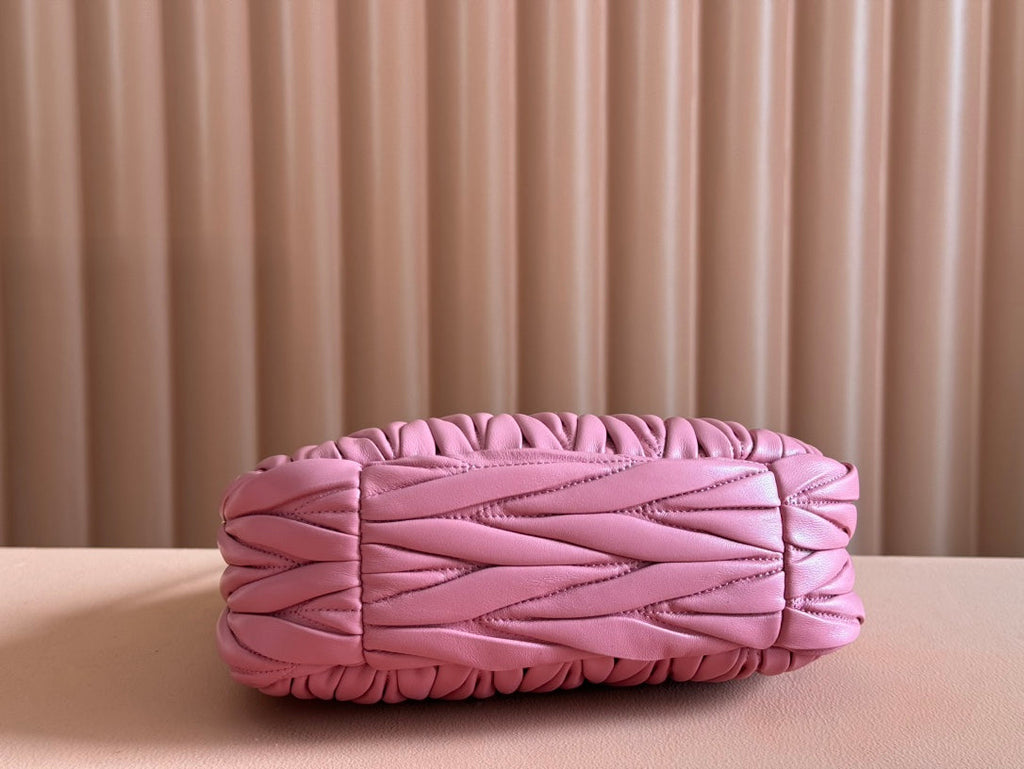 MIUMIU 26S MINI HOBO 20 BAG IN DUSTY ROSE PINK CALFSKIN GOLD HARDWARE