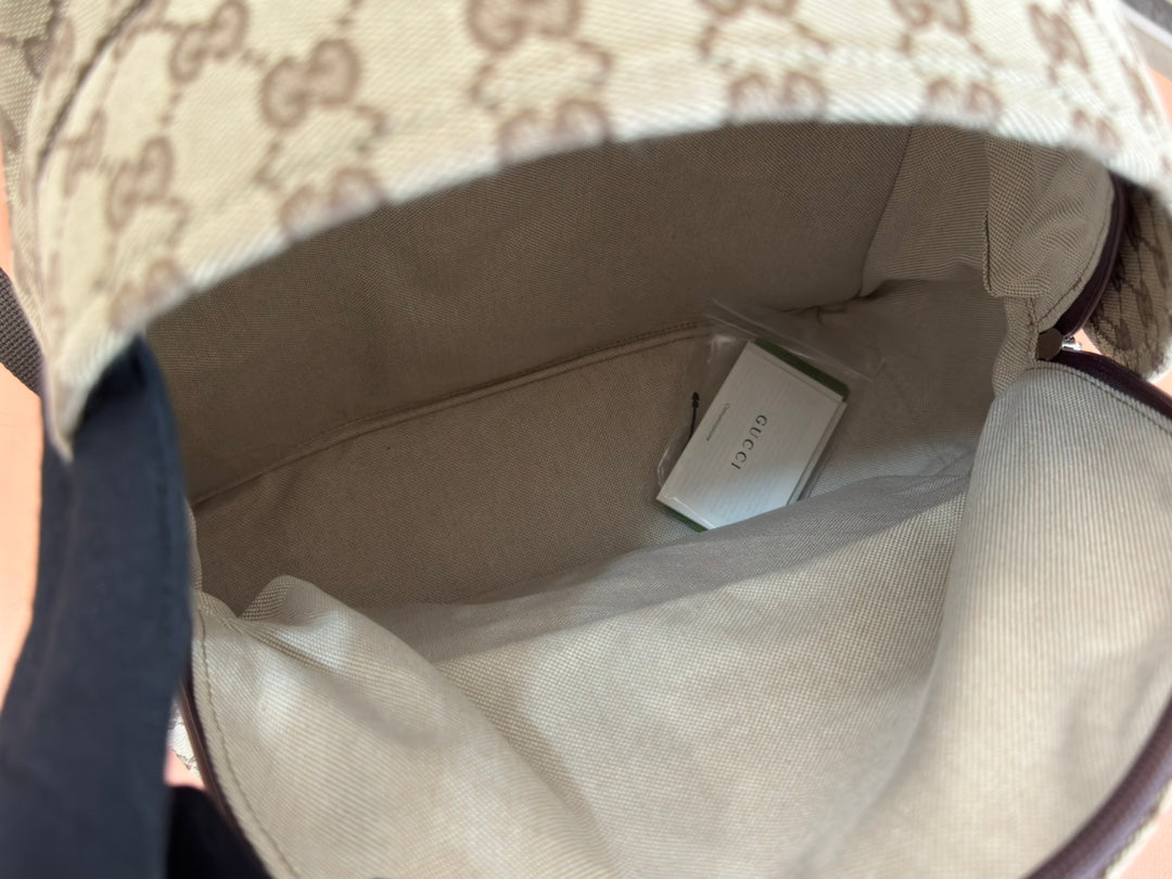 GUCCI MEDIUM BACKPACK 42 IN BEIGE AND DARK BROWN  CANVAS
