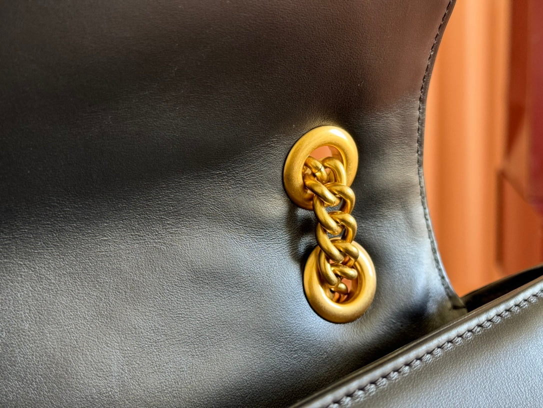 GUCCI MARMONT SHOULDER BAG 31 IN BLACK CALFSKIN GOLD CHAIN