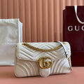 GUCCI MARMONT SHOULDER BAG 31 IN WHITE CALFSKIN GOLD CHAIN