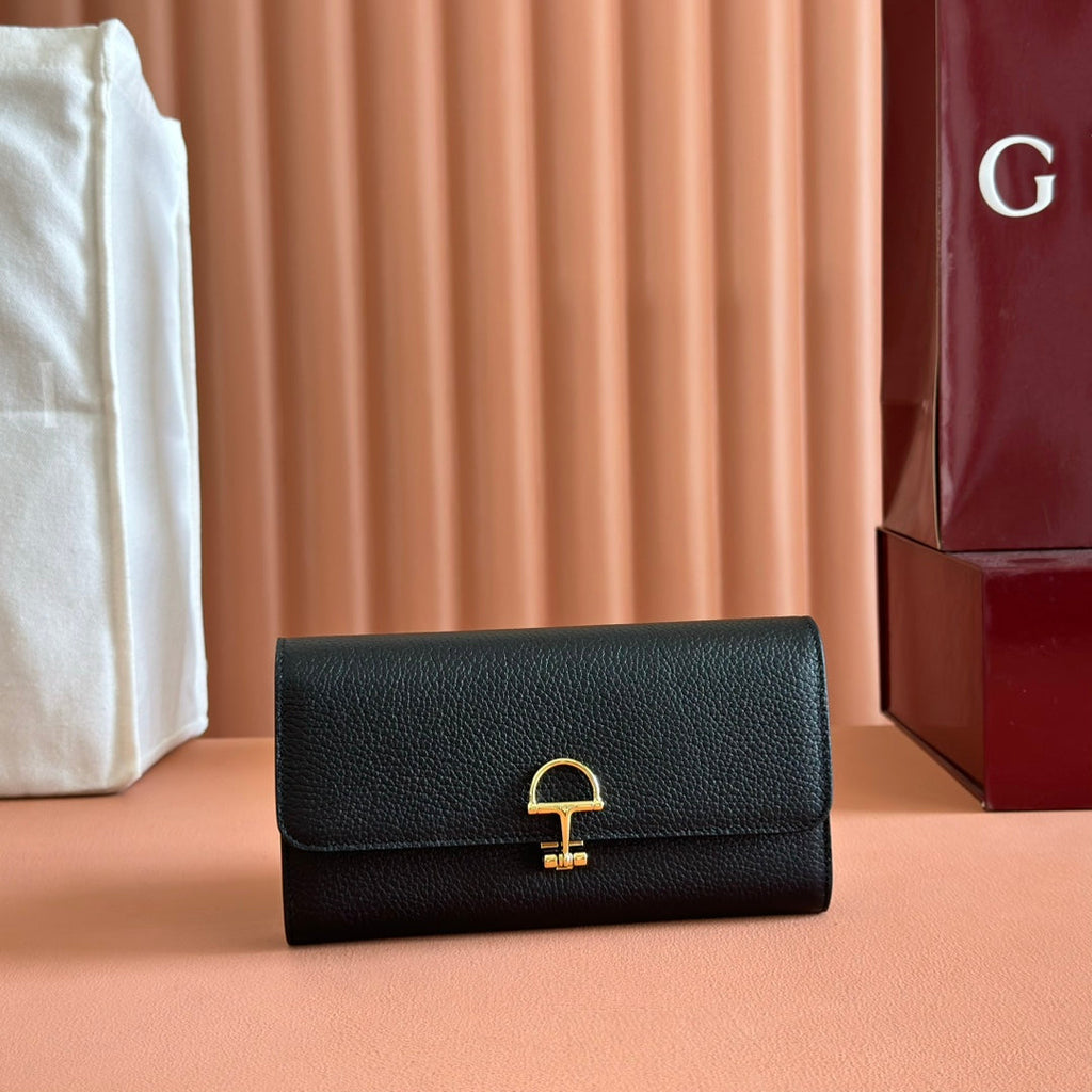 GUCCI SOFTBIT CONTINENTAL WALLET 19 IN BLACK GRAINY CALFSKIN GOLD HARDWARE
