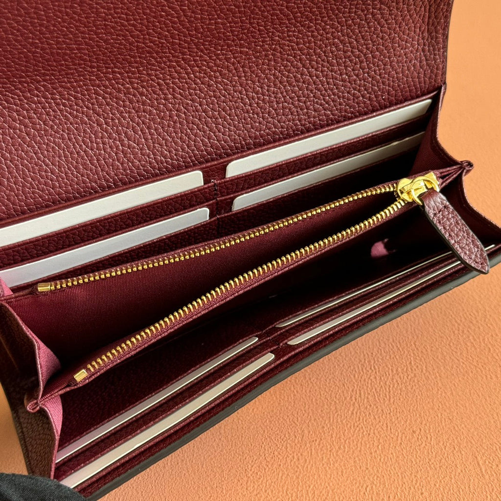 GUCCI SOFTBIT CONTINENTAL WALLET 19 IN ROSSO ANCORA RED CALFSKIN GOLD HARDWARE