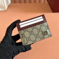 GUCCI CARD CASE 10 IN BEIGE AND RED  CALFSKIN