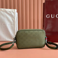 GUCCI SMALL CROSSBODY BAG 23.5 IN FOREST GREEN  CANVAS