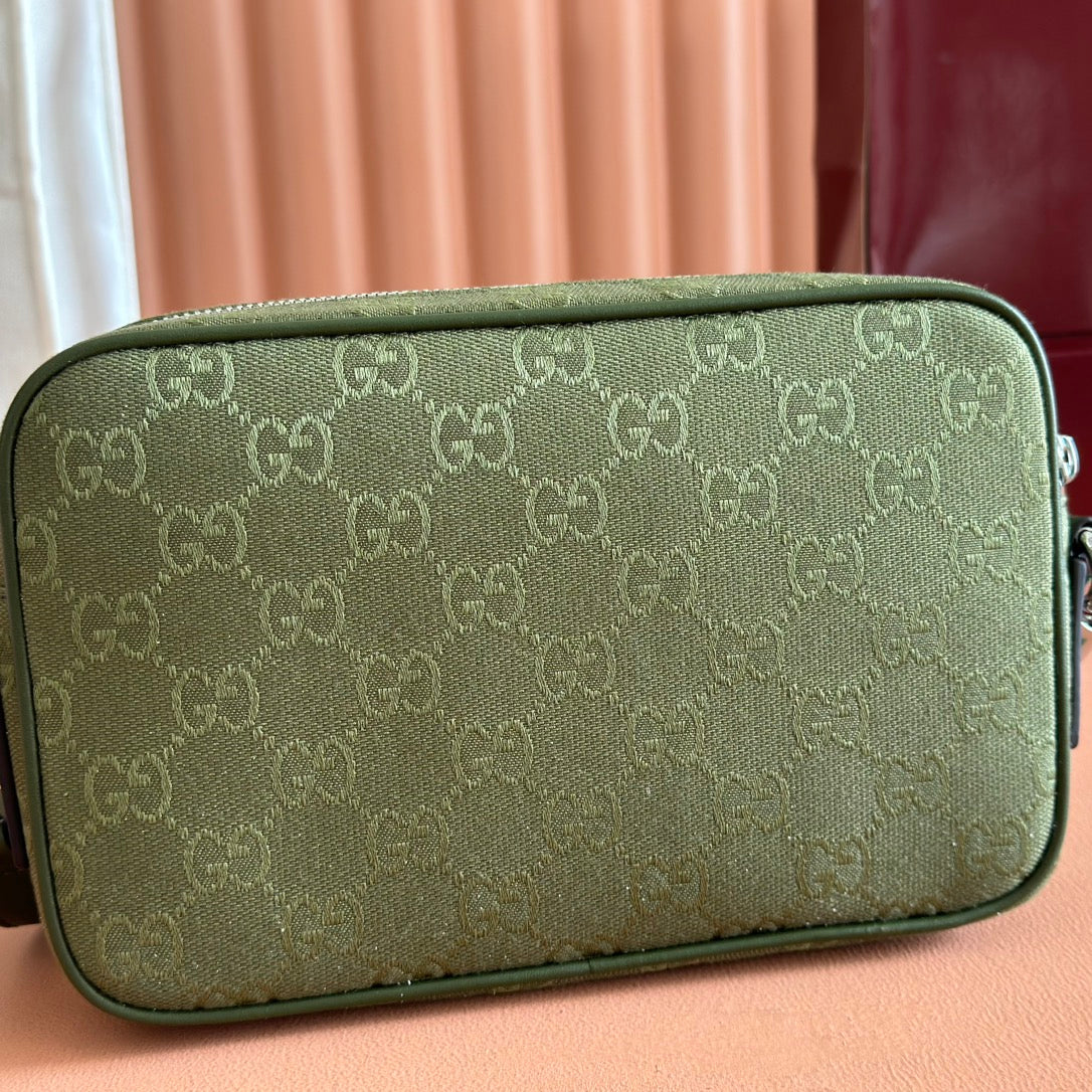 GUCCI SMALL CROSSBODY BAG 23.5 IN FOREST GREEN  CANVAS
