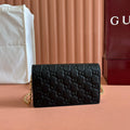 GUCCI EMBLEM WALLET ON CHAIN 20 IN BLACK SMOOTH  CALFSKIN