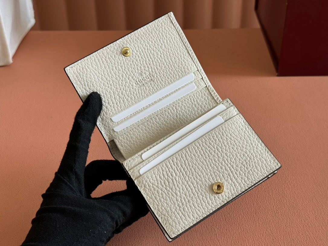 GUCCI MARMONT BI-COLOUR CARD CASE WALLET 11 IN BEIGE EBONY  CANVAS WHITE CALFSKIN