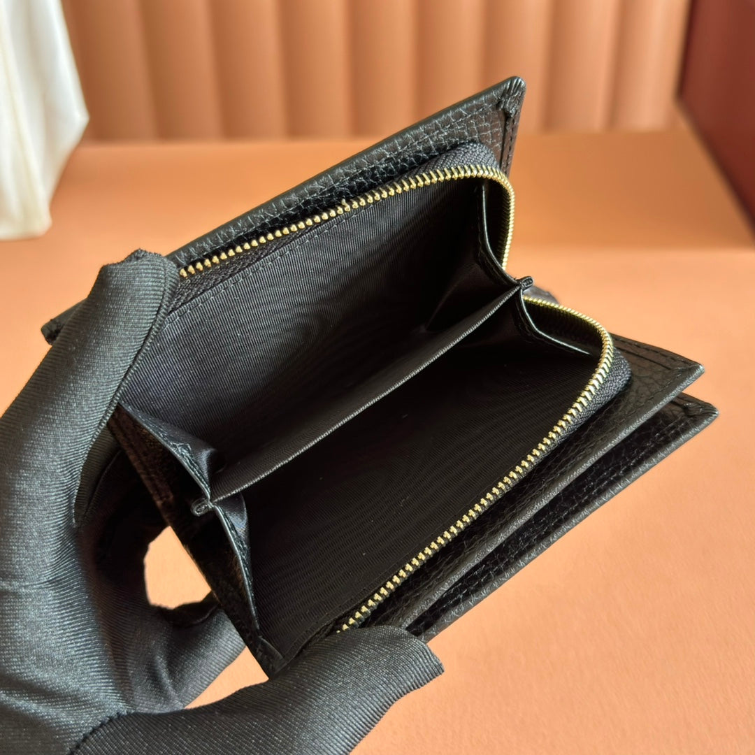 GUCCI MARMONT SMALL WALLET 11 BLACK IN CALFSKIN