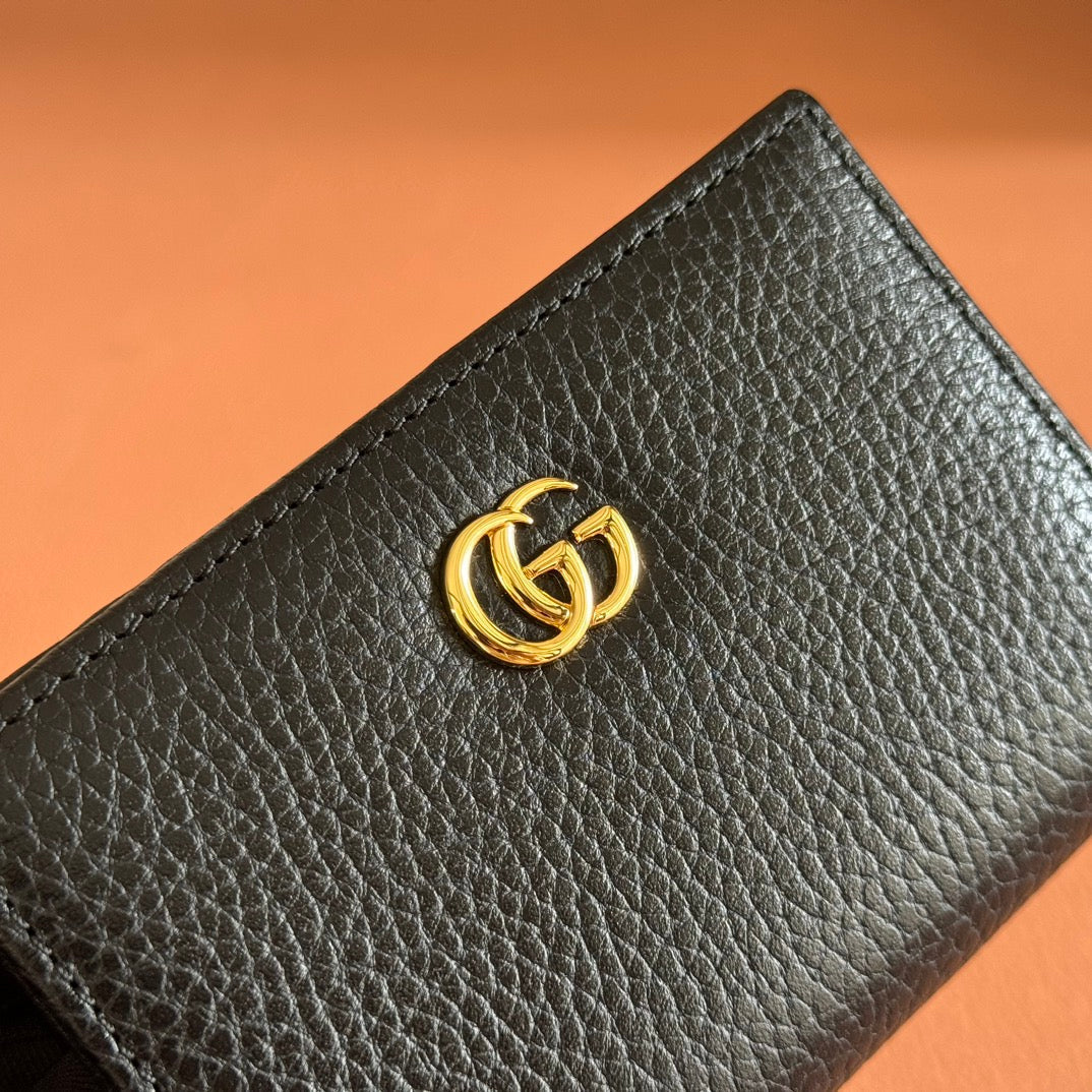 GUCCI MARMONT SMALL WALLET 11 BLACK IN CALFSKIN