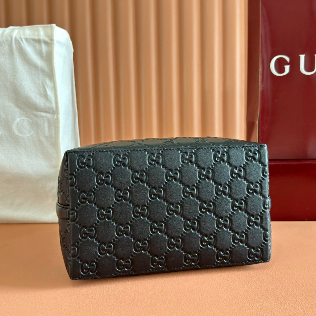 GUCCI 26S HAND BAG 25 IN BLACK CALFSKIN WITH MONOGRAM PATTERN