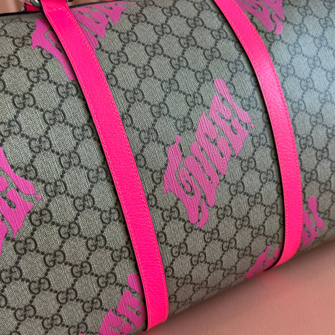 GUCCI CHROMA LARGE DUFFLE BAG 45 PINK IN  MONOGRAM CANVAS