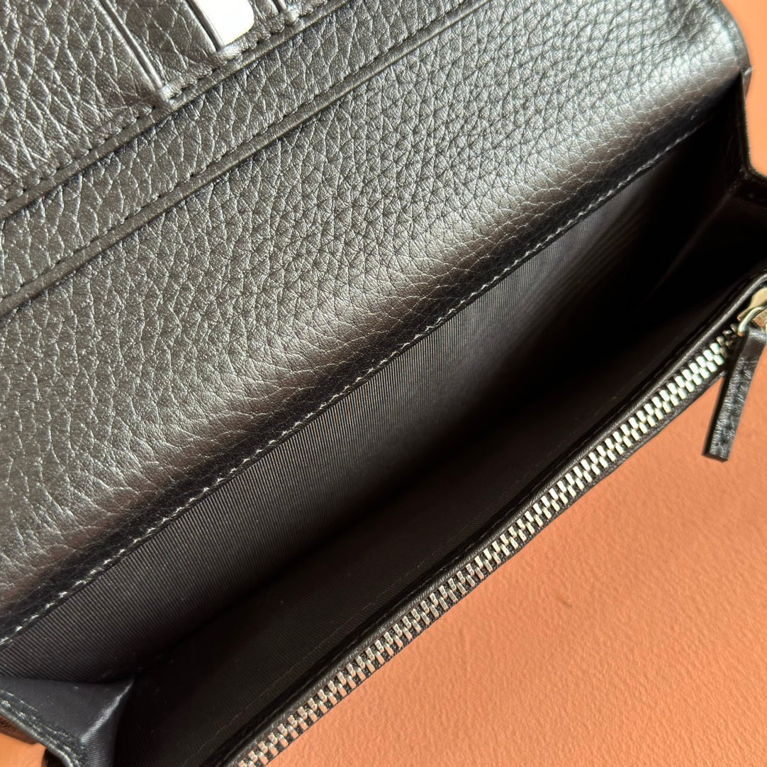 GUCCI LONG CARD 19 BLACK IN CALFSKIN CASE WITH  LOGO